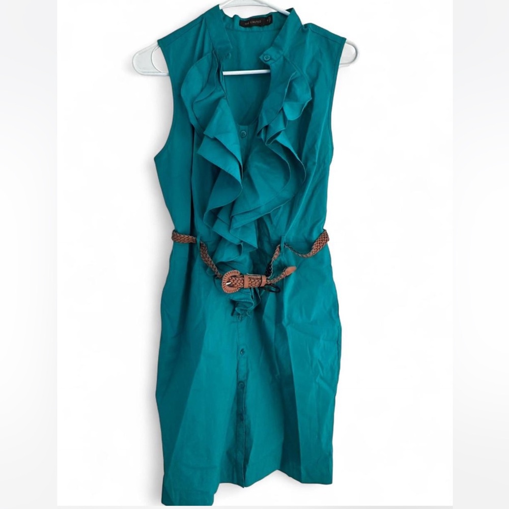 The Limited belted button up dress size 8 teal